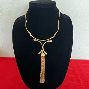 Sarah Coventry Gold Tone Adjustable Tassel Necklace Vintage 70s 80s